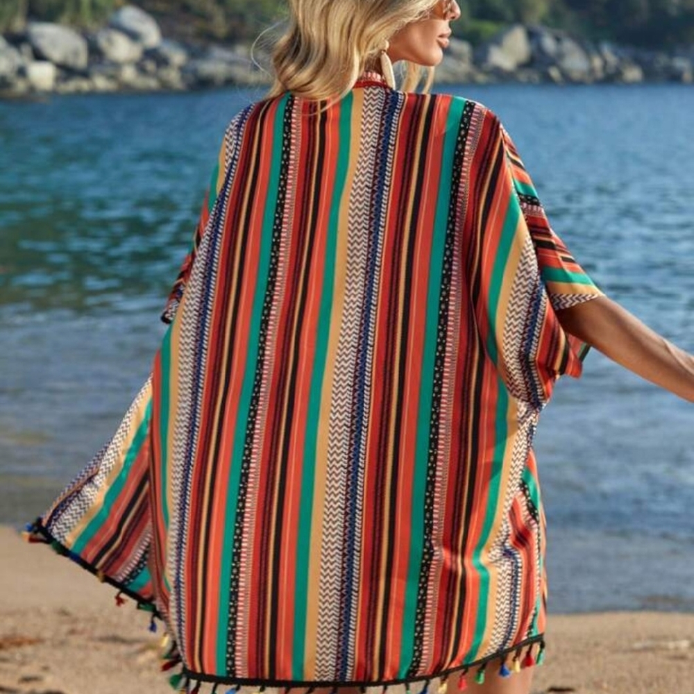 SHEIN‎ Multicolor Striped Beach Cover-Up